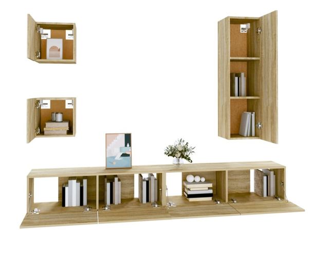 Set TV omare, 5 delov, sonomaski hrast, obdelano leso