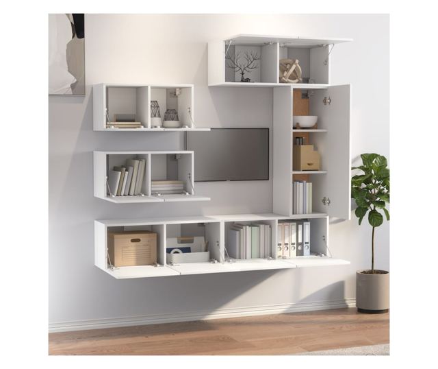 TV omarica set, 6 kosov, bela, iverna plošča