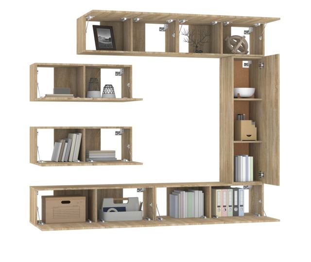 TV omarica set, 7 kosov, sonoma hrast, konstruiran les