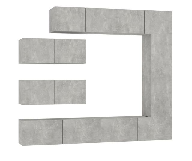 TV omarica set, 7 kosov, betonsko siva, konstruiran les