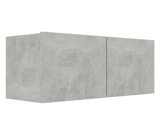 TV omarica set, 7 kosov, betonsko siva, konstruiran les