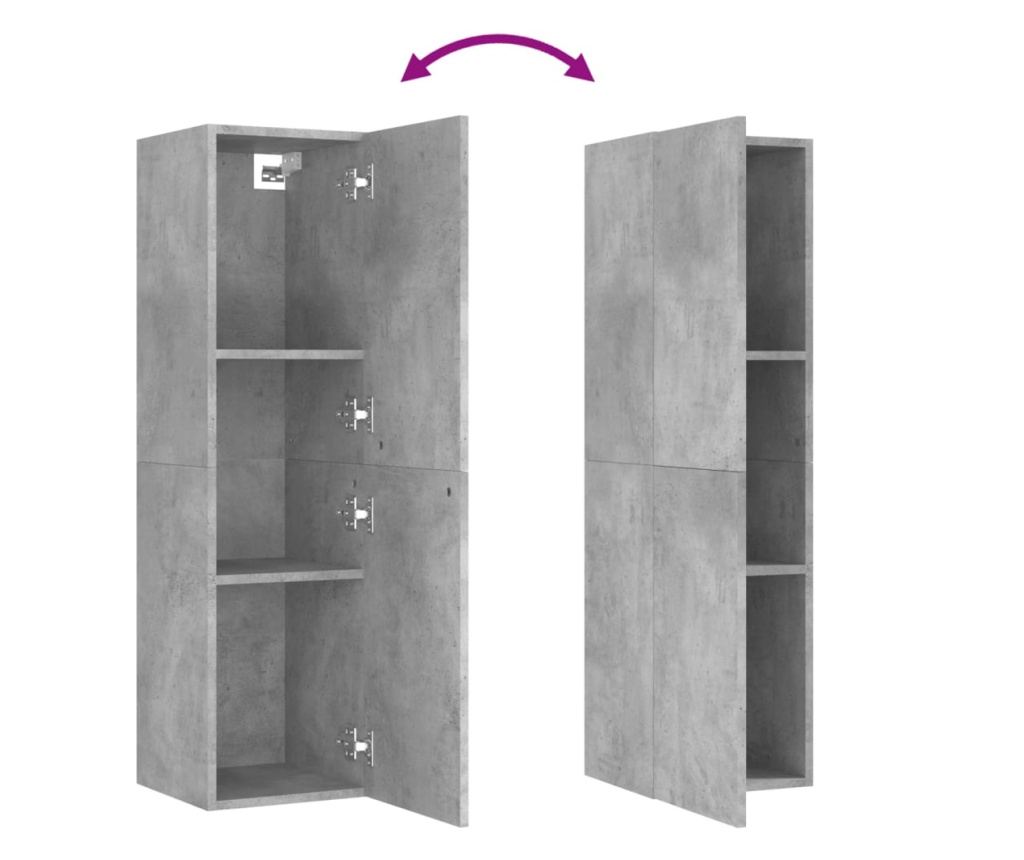 TV omarica, komplet, 4 kosi, betonsko siva, iverna plošča - 9