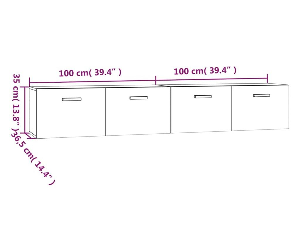 Stenske omarice 2 kosa rjavi hrast 100x36,5x35 cm iverna plošča - 8