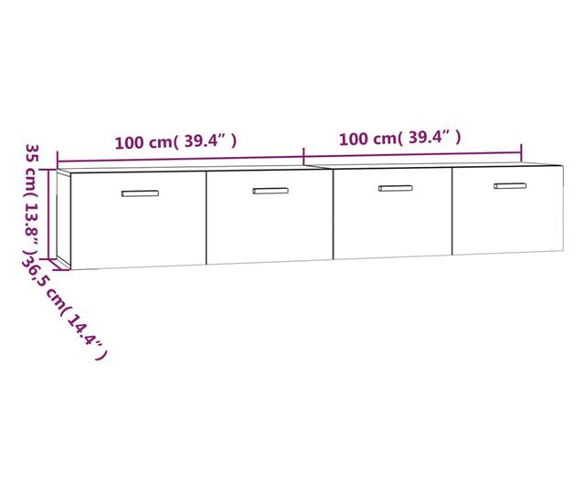 Stenske omarice 2 kosa. Kadilni hrast 100x36,5x35 cm les