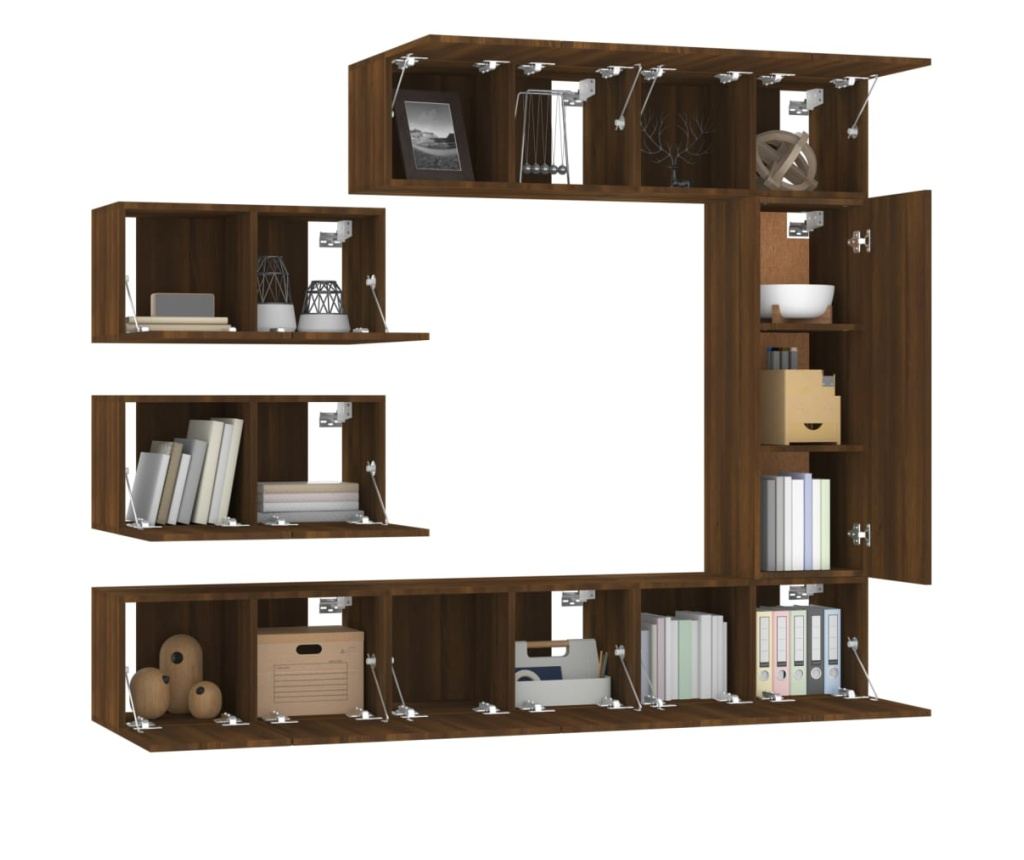 Set TV omare, 8 delov, temen hrast, obdelano leso - 4