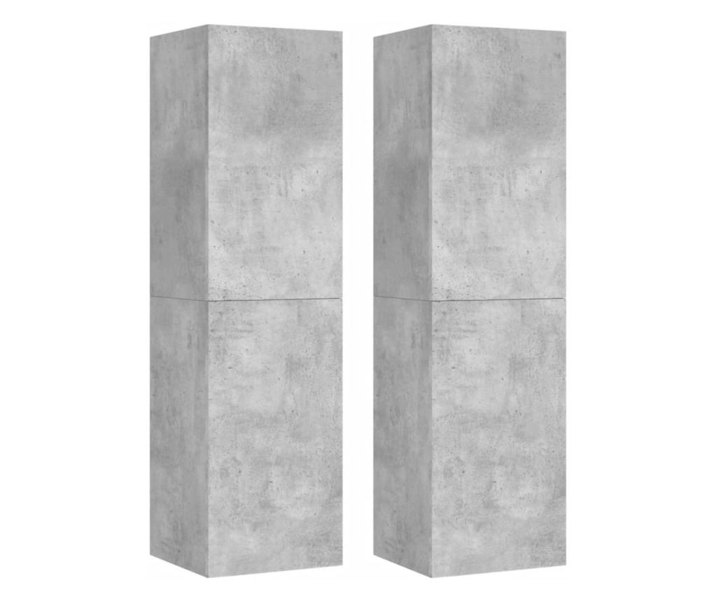 Set TV omare, 8 delov, betonsko siva, obdelano leseno - 7