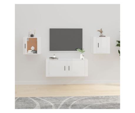 Zidne TV komode 2 kom. Visoki sjaj bijela 40x34,5x40 cm