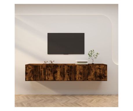 Zidne TV komode 2 kom. Boja hrasta 100x34,5x40 cm