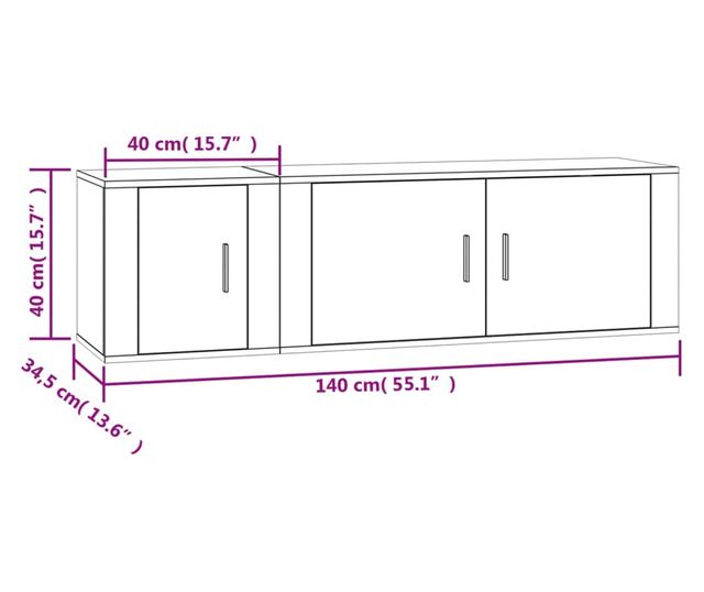 Zestaw szafki TV, 2 części, biały, drewno przetworzone
