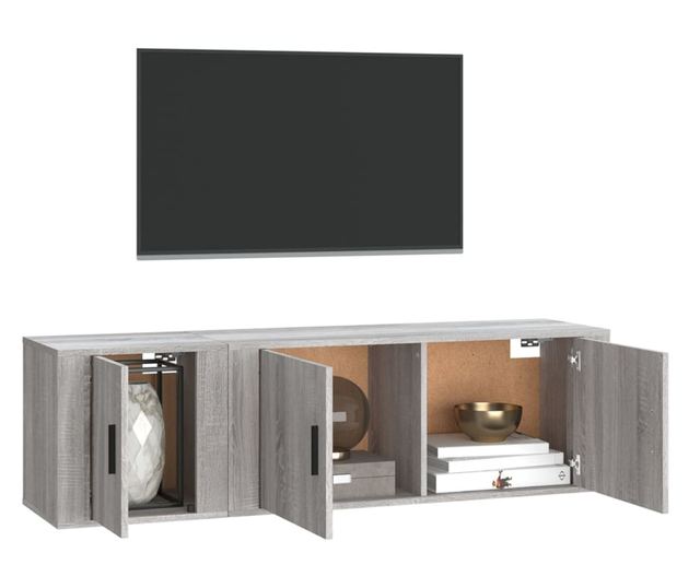 Set dulapuri TV, 2 piese, gri sonoma, lemn prelucrat