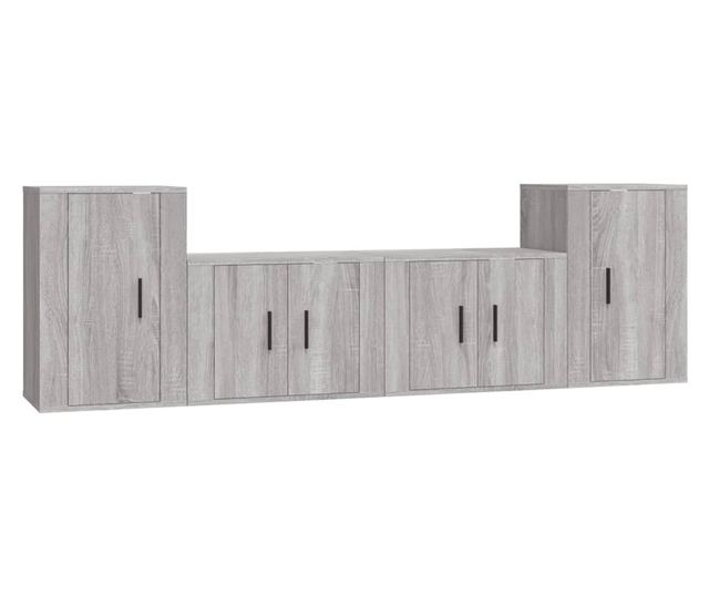 Set dulapuri TV, 4 piese, gri sonoma, lemn prelucrat