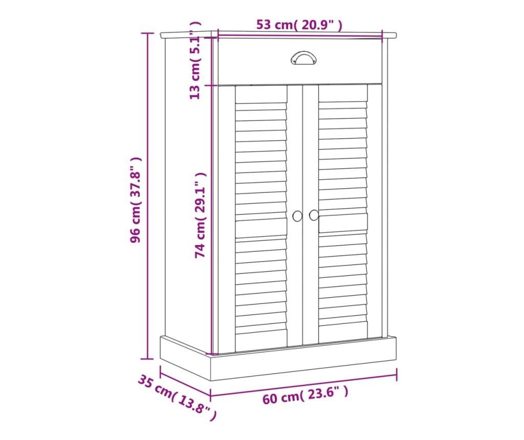 Шкаф за обувки VIGO, 60x35x96 см, масивна борова дървесина - 9