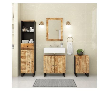Set mobilier de baie, 4 piese, lemn masiv de mango