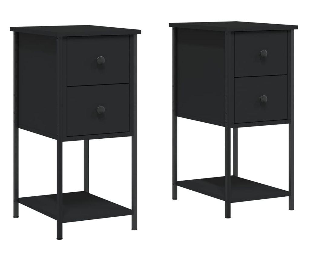 Noćni ormarići, 2 kom., crna, 32x42x70 cm, kompozitno drvo - 2