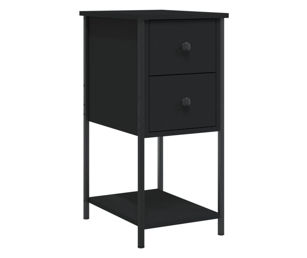 Noćni ormarići, 2 kom., crna, 32x42x70 cm, kompozitno drvo - 3