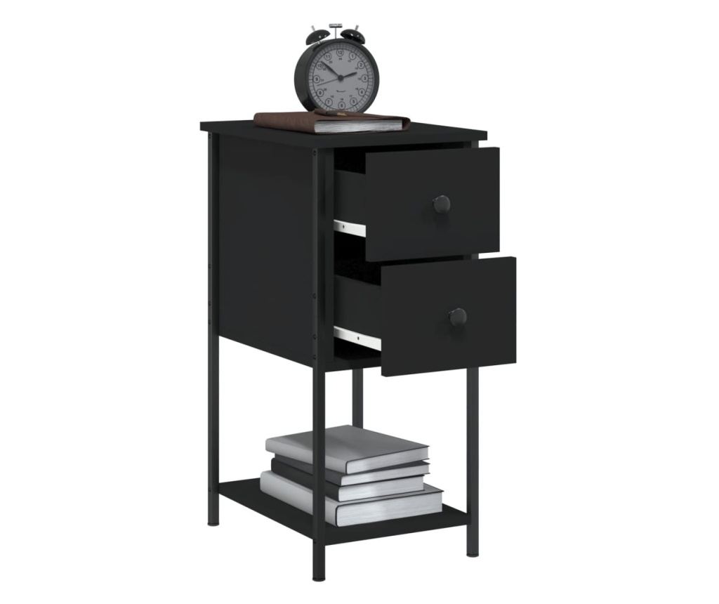 Noćni ormarići, 2 kom., crna, 32x42x70 cm, kompozitno drvo - 5