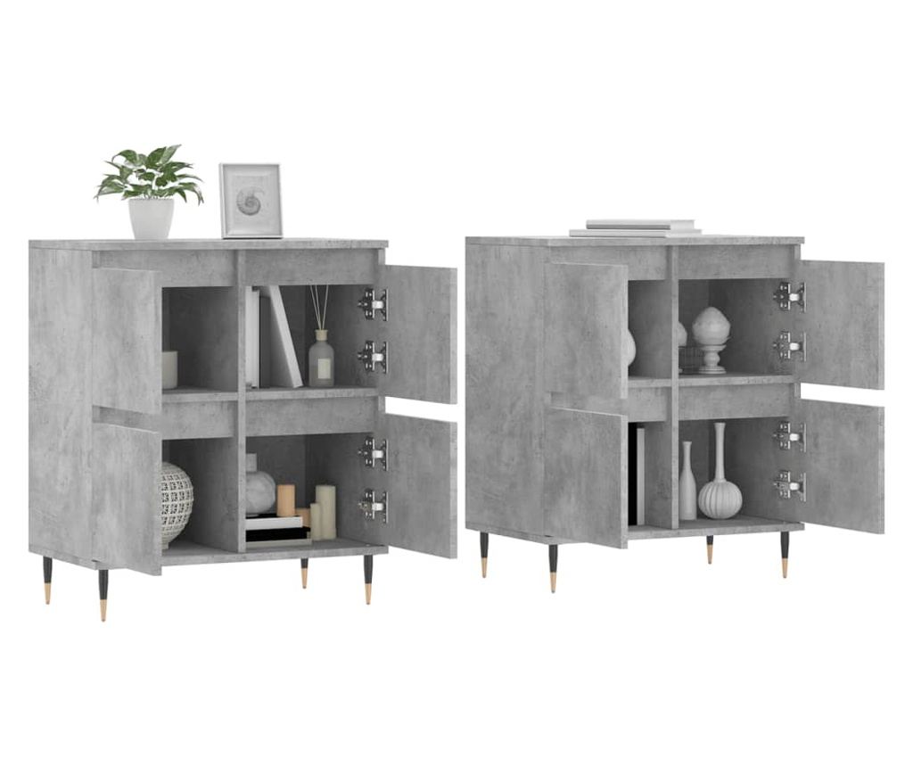 Komoda, 2 komada, betonsko siva, konstruirano drvo - 3