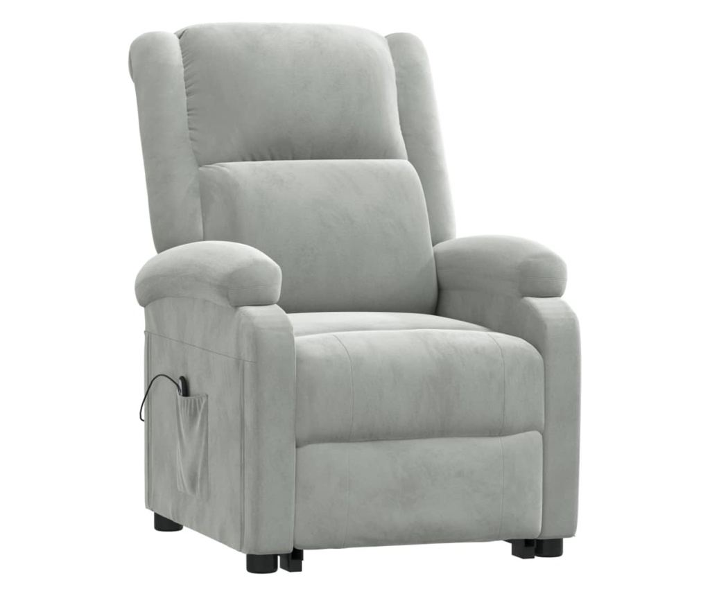 Dvignjivi naslanjač, svetlo siv, žamet - 2