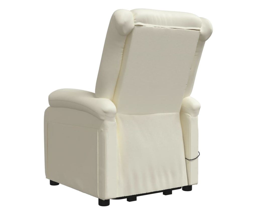 Zložljiv fotelj s dvigom, krem, ekološka usnja - 5