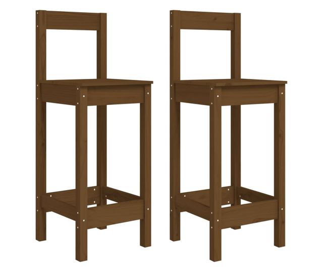 Bar stolčki 2 kosi. medena rjava 40x41,5x112 cm masivno borovo les.