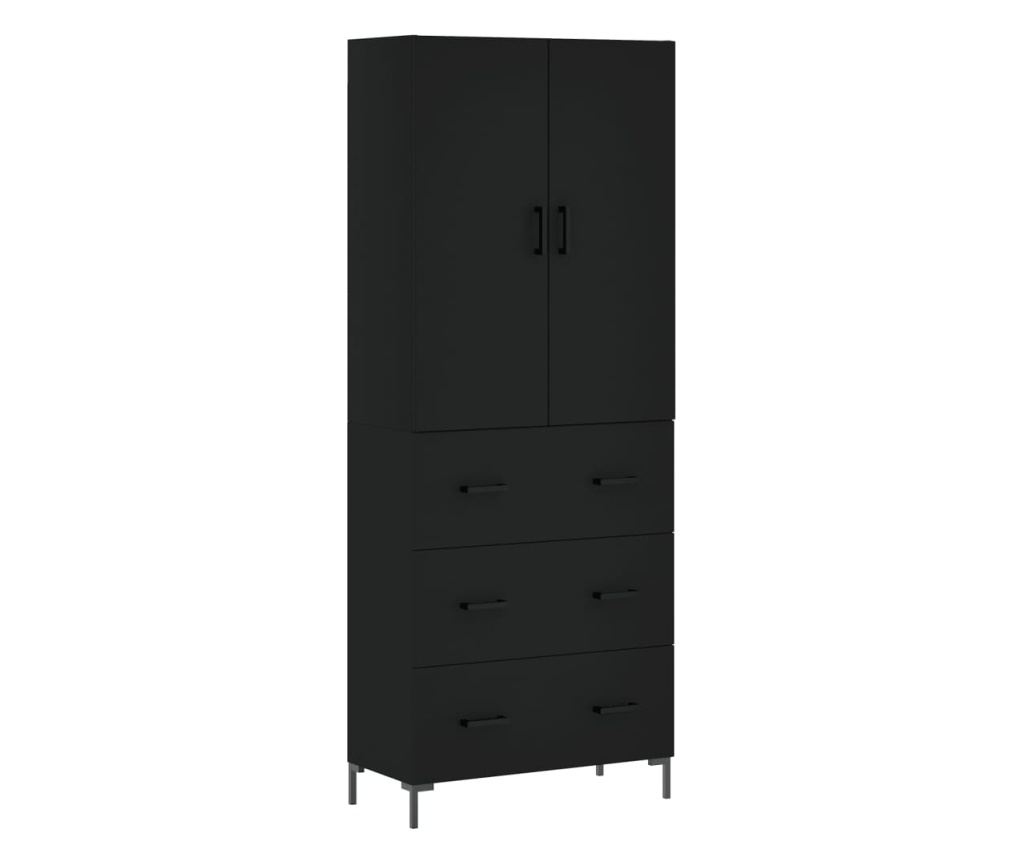 Visoka crna komoda, 69,5x34x180 cm, kompozitno drvo - 2