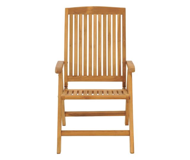 Наклоняеми градински столове с възглавници, 8 бр, тик масив