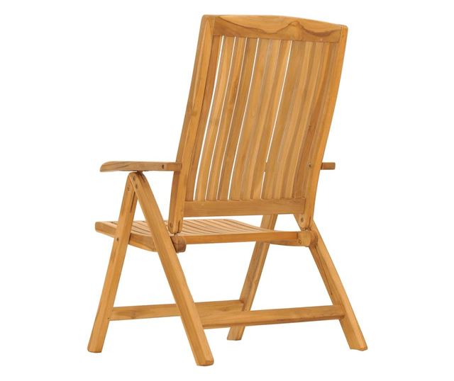 Наклоняеми градински столове с възглавници, 8 бр, тик масив