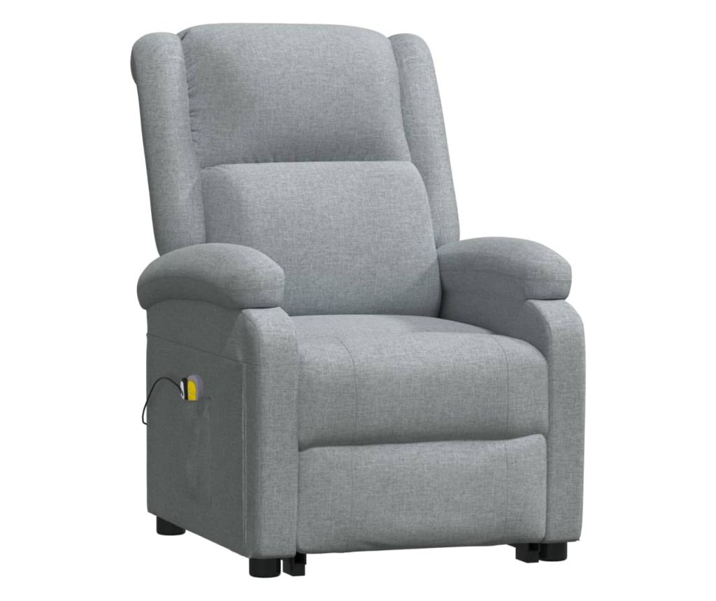 Masazni fotelj z nagibom in dvigom, svetlo siva, tekstil - 2