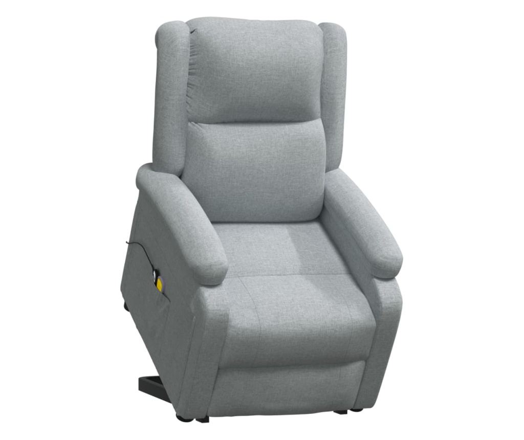 Masazni fotelj z nagibom in dvigom, svetlo siva, tekstil - 6