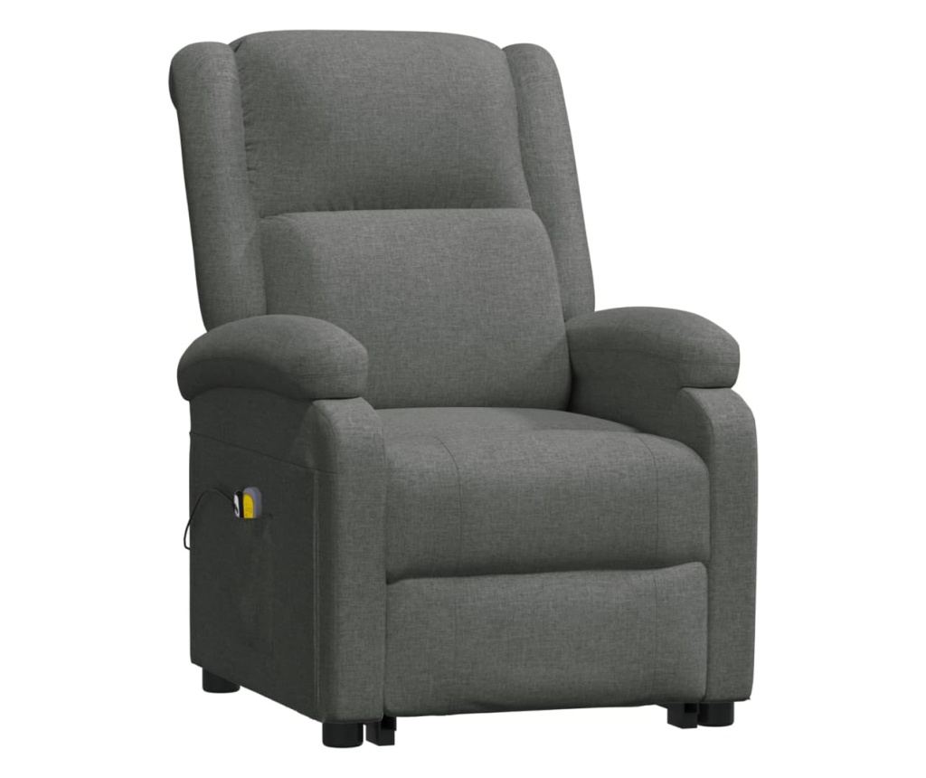 Masazni fotelj z nagibom in dvigom, temno siva, tekstil - 2