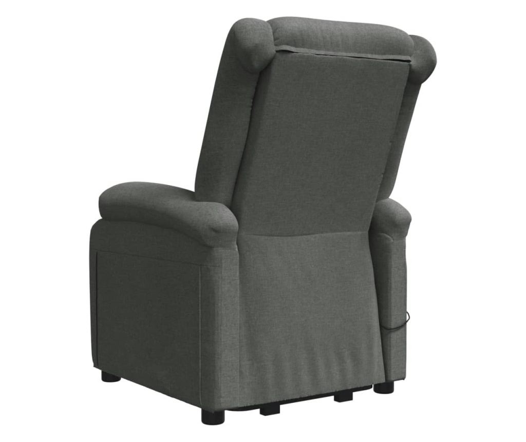 Masazni fotelj z nagibom in dvigom, temno siva, tekstil - 5
