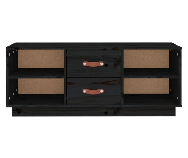 TV komoda, črna, 100x34x40 cm, masivno borovo leso