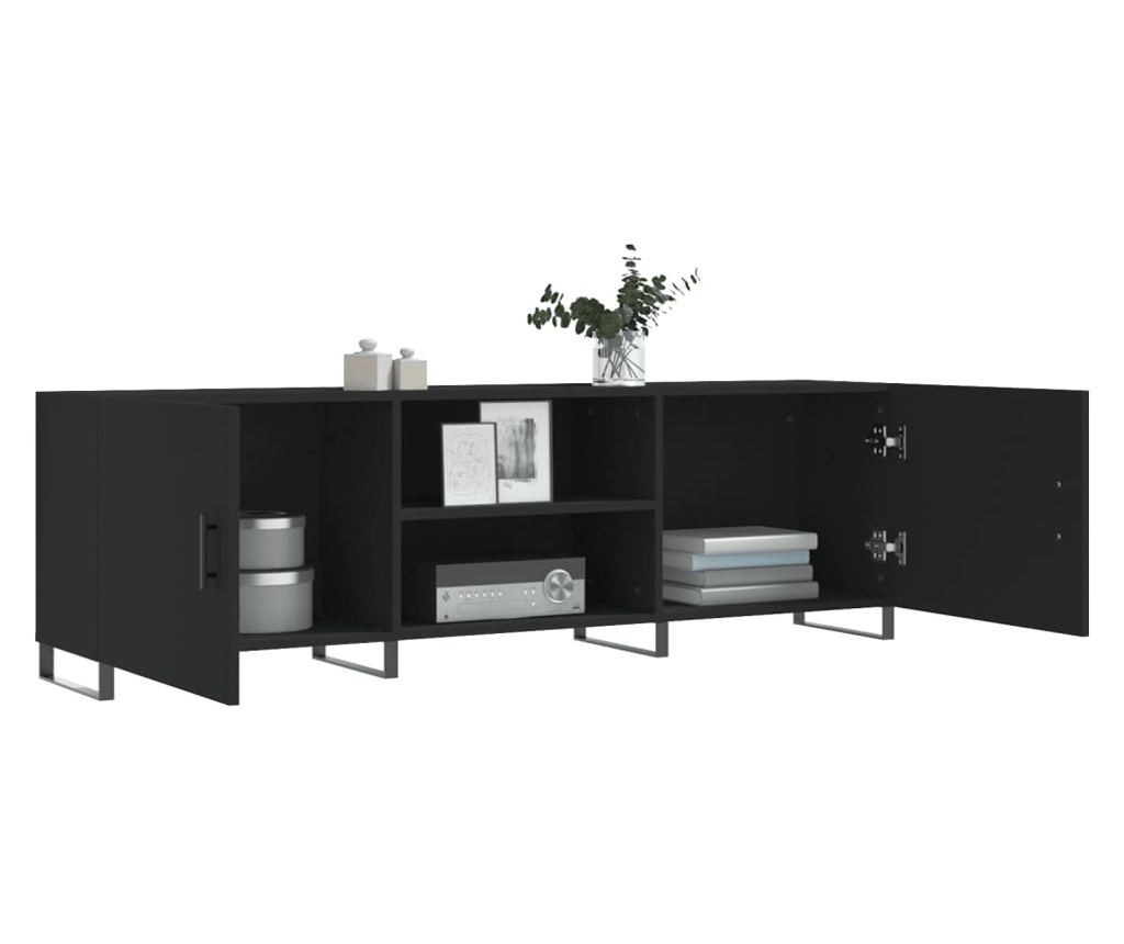 TV komoda, crna, 150x30x50 cm, kompozitno drvo - 4