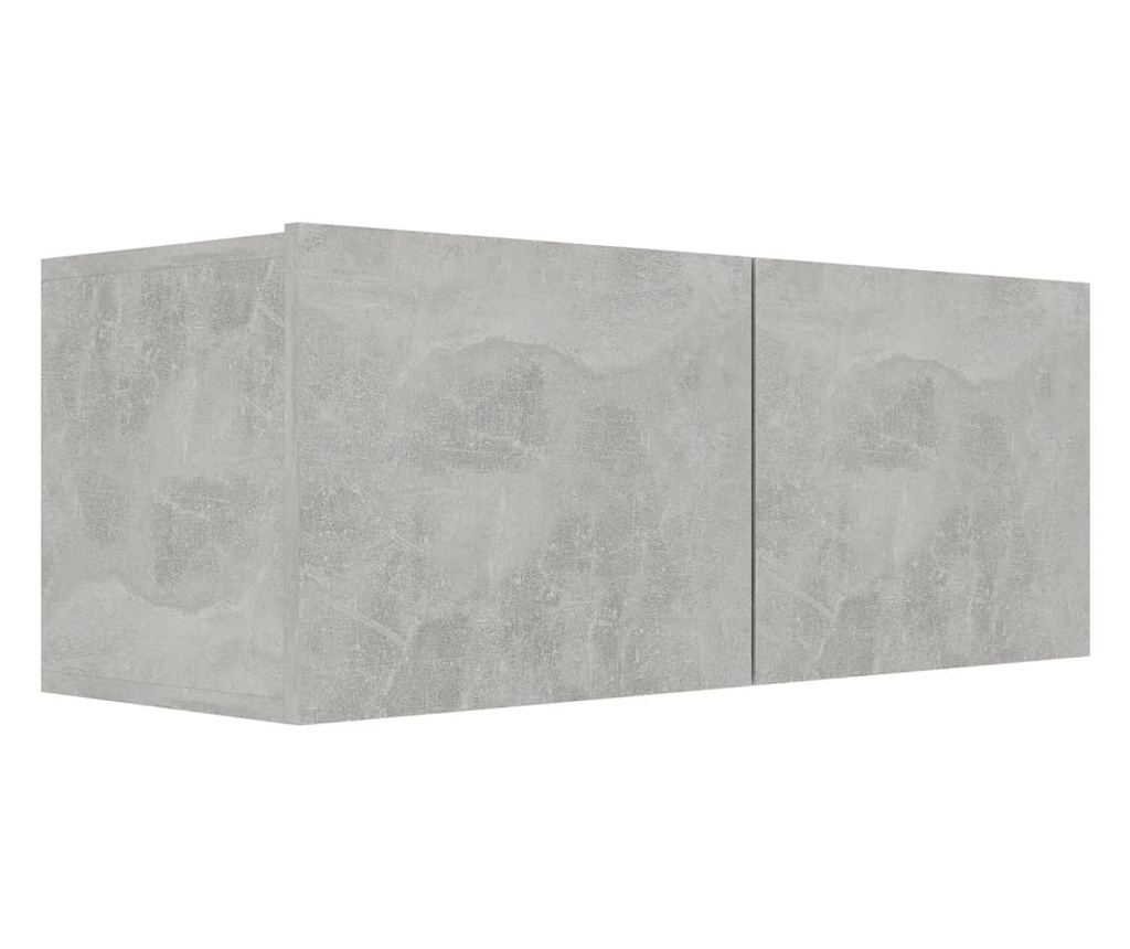 TV omarica, komplet, 6 kosov, betonsko siva, konstruiran les - 5