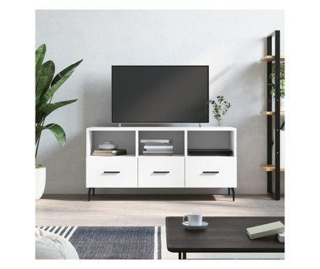 Dulap TV, alb, 102x36x50 cm, lemn prelucrat