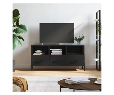 ТВ шкаф, черен, 102х36х50 см, обработено дърво