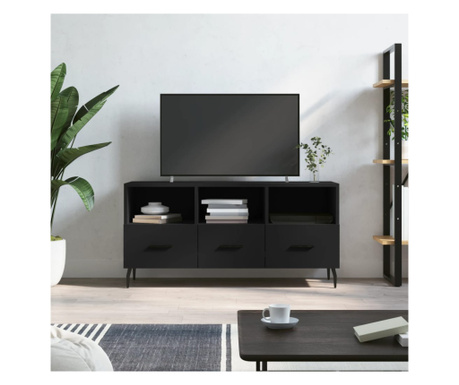 Dulap TV, negru, 102x36x50 cm, lemn prelucrat