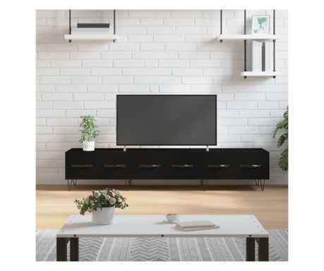 Dulap TV, negru, 150x36x30 cm, lemn prelucrat