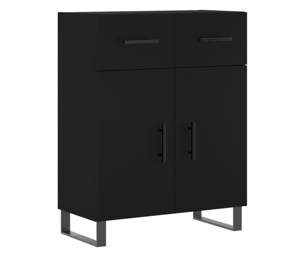 Visoka crna komoda, 69,5x34x180 cm, kompozitno drvo - 7