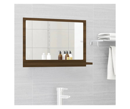 Oglindă de baie, stejar maro, 60x10,5x37 cm, lemn compozit