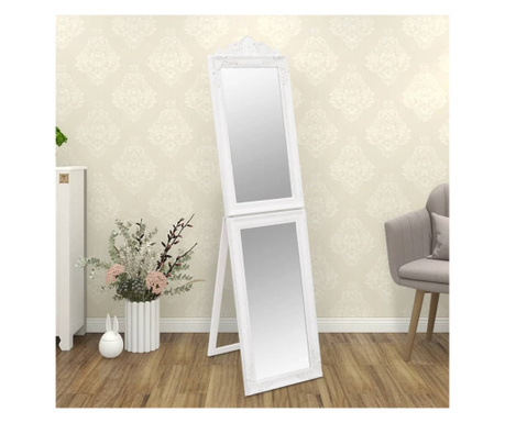 Oglindă de sine stătătoare, alb, 45x180 cm