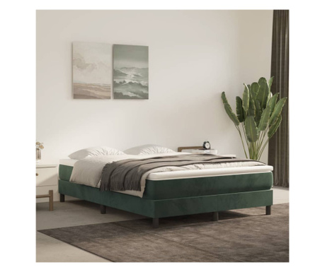 Cadru de pat box spring, verde închis, 140x190 cm, catifea