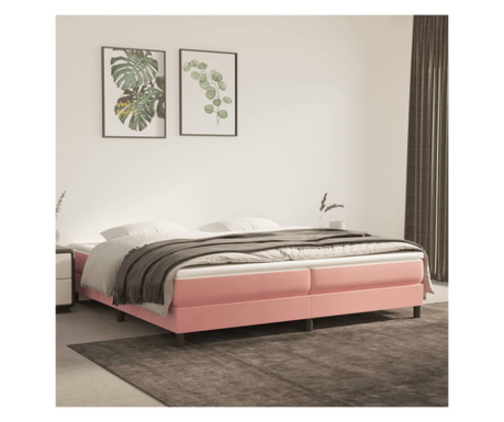 Cadru de pat box spring, roz, 200x200 cm, catifea