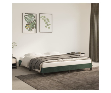 Cadru de pat, verde închis, 160x200 cm, catifea