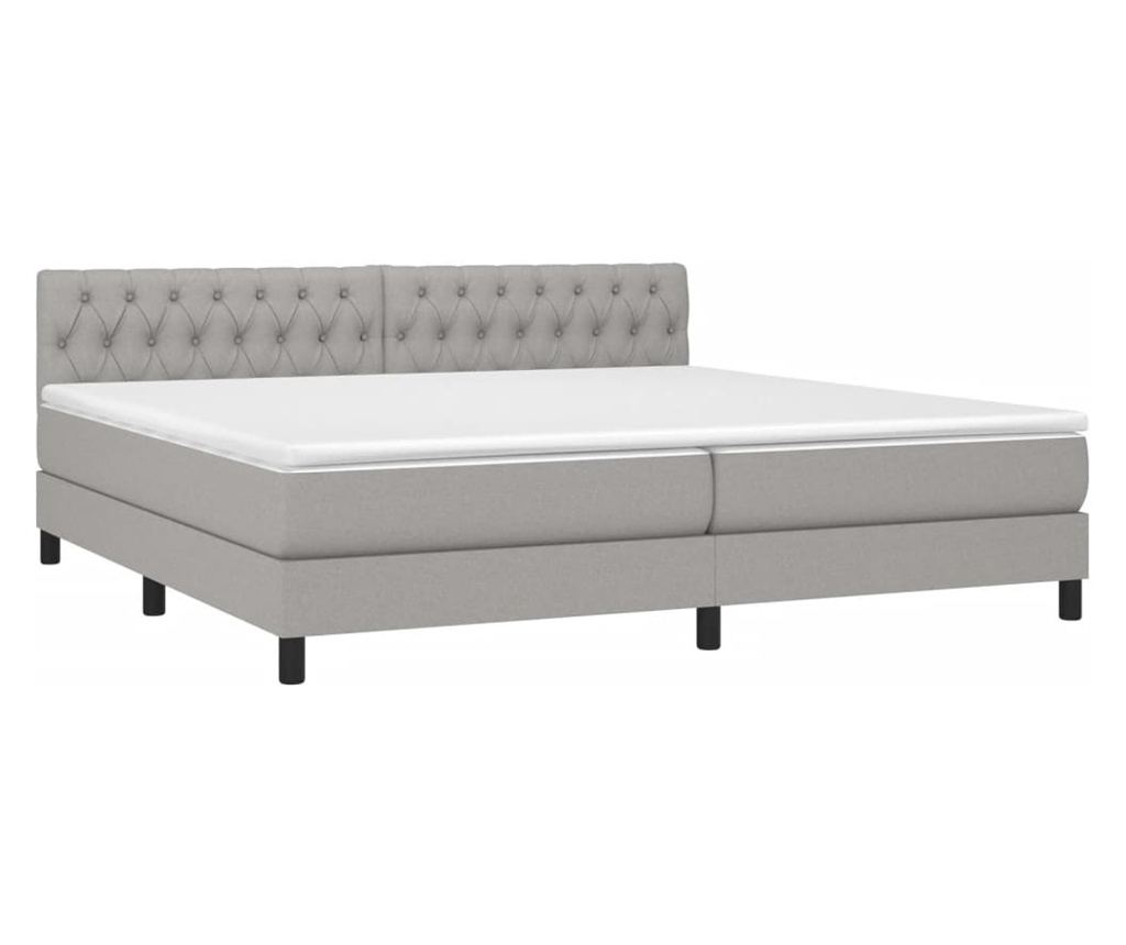 Okvir za krevet s madracem i LED rasvjetom, svijetlosiva, 200x200 cm, tekstil - 3