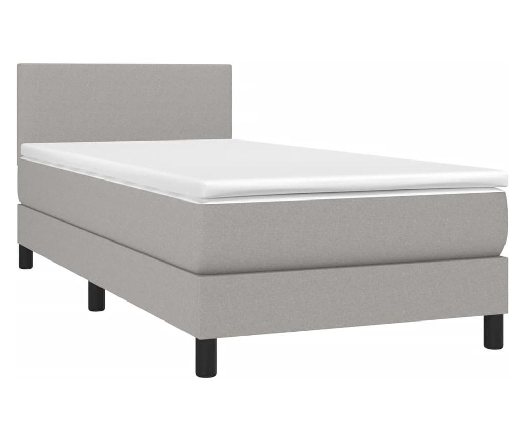 Okvir za krevet s madracem i LED rasvjetom, svijetlosiva, 90x200 cm, tekstil - 3