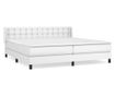 Boxspring krevet s madracem, Bijela, 200x200 cm, Umjetna koža thumbnail 2