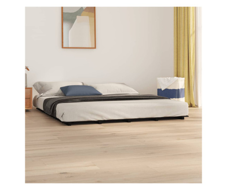 Cadru de pat, negru, 180x200 cm, lemn masiv de pin