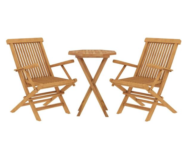 Vrtni namještaj, 3 dijela, masivno tikovo drvo