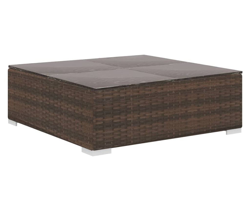 Set mobilier de grădină cu perne, 10 piese, maro, poliratan - 7